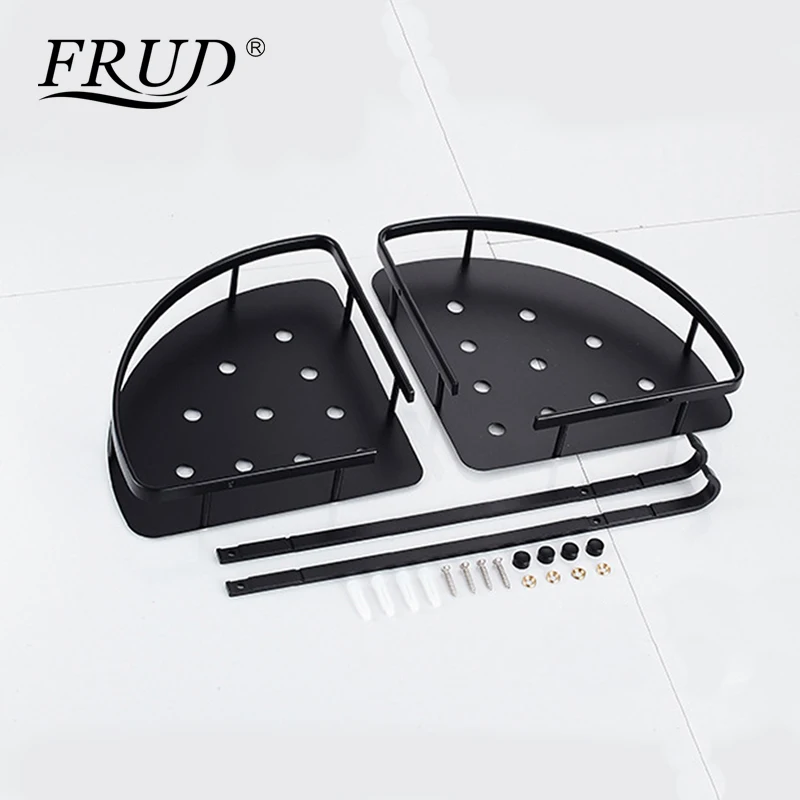 Frud черные треугольные полки для ванной комнаты двухслойные настенные из