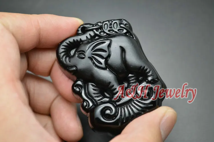 5 шт. натуральный черный обсидиан отлично вырезанный Кулон Слон Милые мужские и