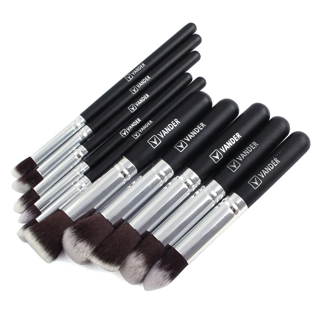 Vander (10 шт./компл.) Профессиональные синтетические кисти для макияжа волос наборы
