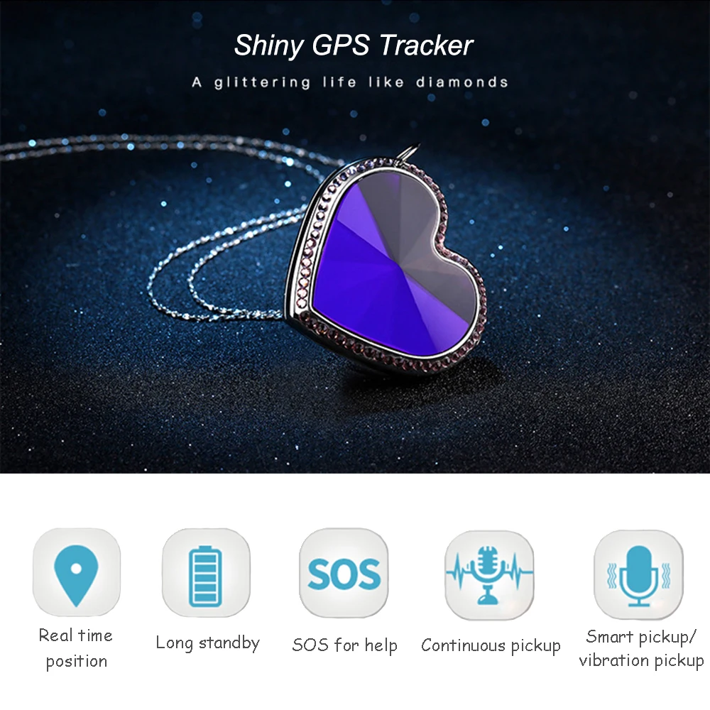 JINSERTA модный персональный детский GSM gps трекер в форме сердца ожерелье в режиме реального времени отслеживающий прибор с сигнализацией для подруги, мамы и старшего возраста