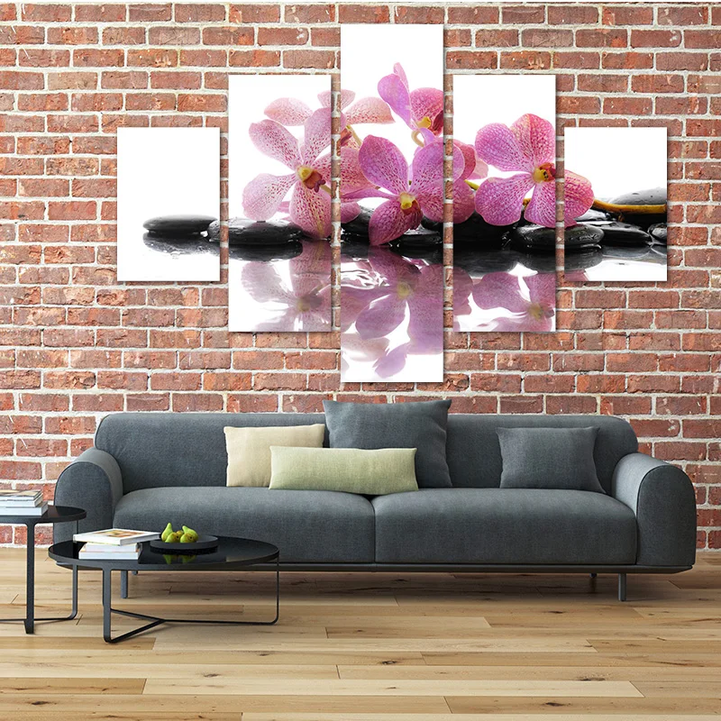 5 шт. бескаркасные картины на холсте фиолетовая орхидея настенная Картина