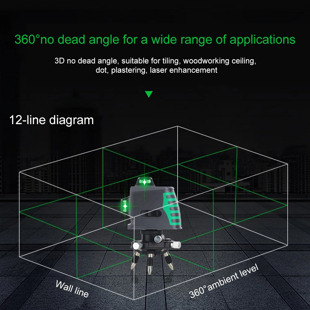 3D Настенный лазерный уровень зеленый измеритель с кронштейном магнитный