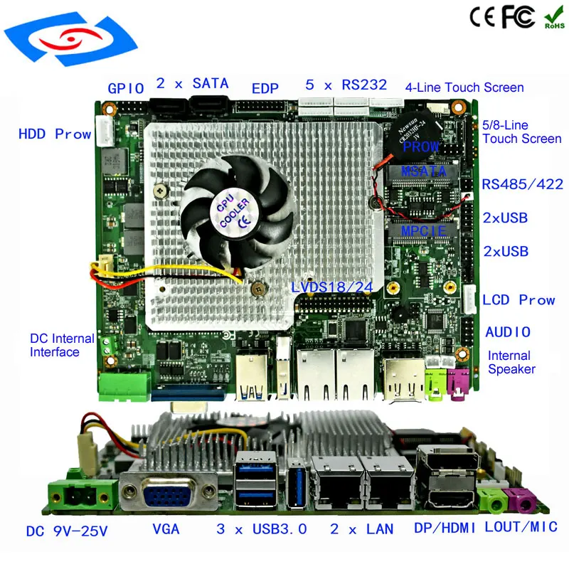 

Mini Dual Core Industrial Motherboard And Onboard Board With Integrated Memory Support Various interface Mainboard