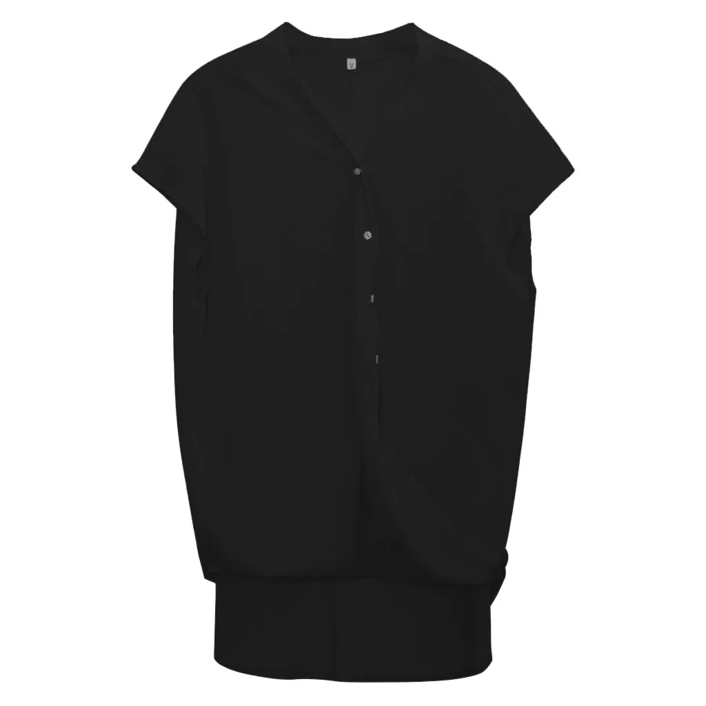 Женская однотонная блузка с коротким рукавом и v-образным вырезом Повседневная