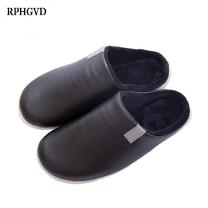 Мужские тапочки ; Новинка; Большие размеры ; Мужские теплые тапочки ; Зимние домашние тапочки для пар; Теплые хлопковые тапочки из искусственной кожи ; Размеры 41-46