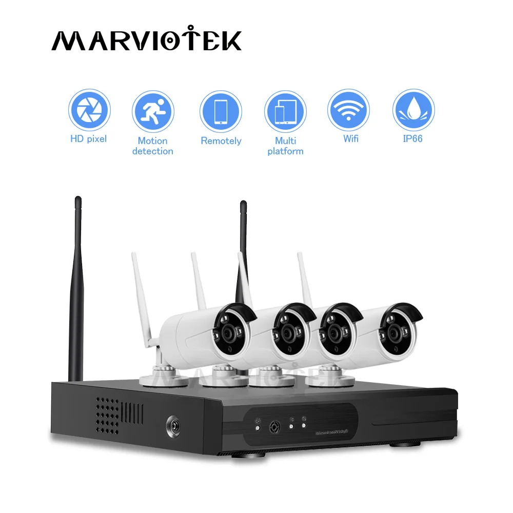 4CH система видеонаблюдения беспроводная ip камера wifi NVR наборы 4 720 P|Система