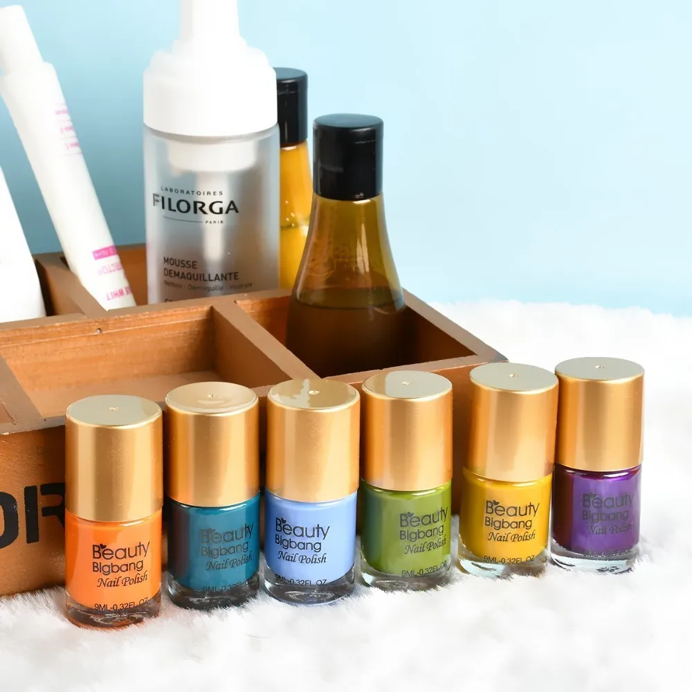 1 бутылка BEAUTYBIGBANG, 6 цветов, лак для ногтей, доступный гель для штамповки ногтей, цветной лак для ногтей
