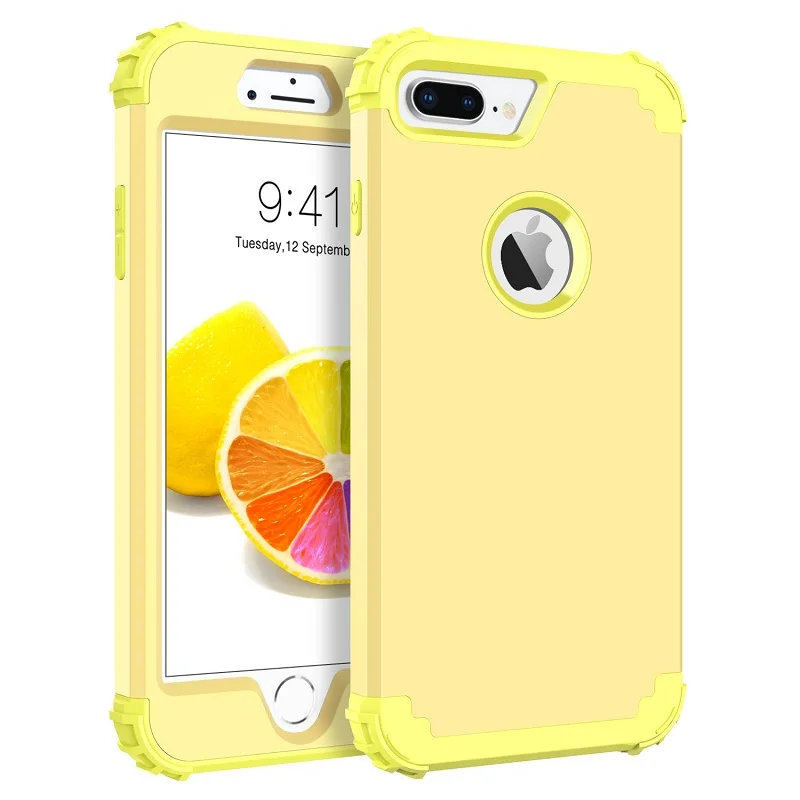 Желтый чехол для iphone 8 Plus iPhone 7 ПК и ТПУ мягкий резиновый Высокопрочный Прочный