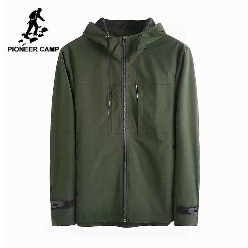 Мужская куртка с капюшоном Pioneer Camp однотонная Повседневная ветровка черного