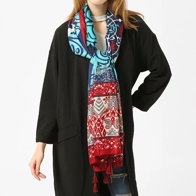 2017 Осень и зима новый корейский хлопковый шарф классический кисточкой дикая