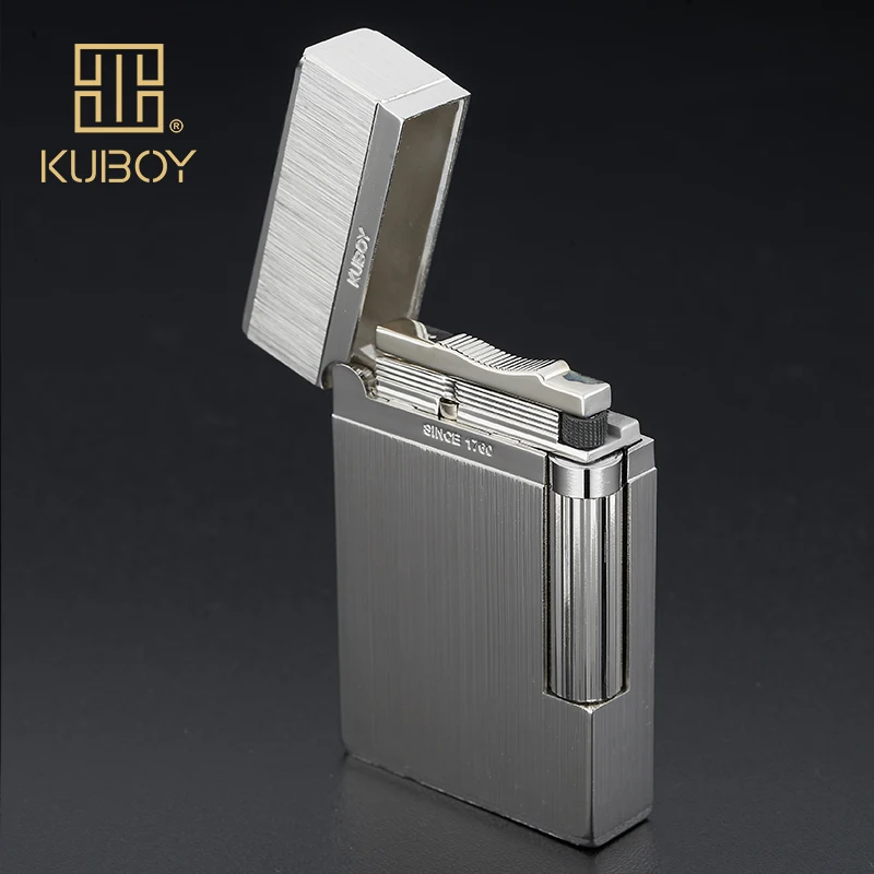 Высококачественная брендовая газовая зажигалка KUBOY белый матовый никель