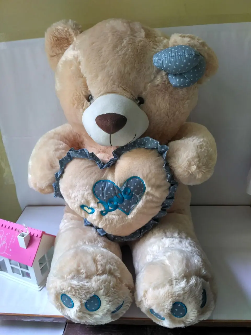 Новинка плюшевый мишка тедди игрушка Мишка с голубым сердцем и бантом кукла