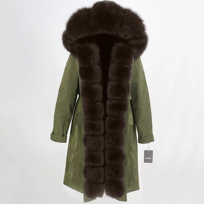 OFTBUY, водонепроницаемое пальто с натуральным мехом, удлиненная парка, зимняя куртка для женщин, Воротник из натурального Лисьего меха, капюшон, Толстая теплая верхняя одежда, съемная, Новинка