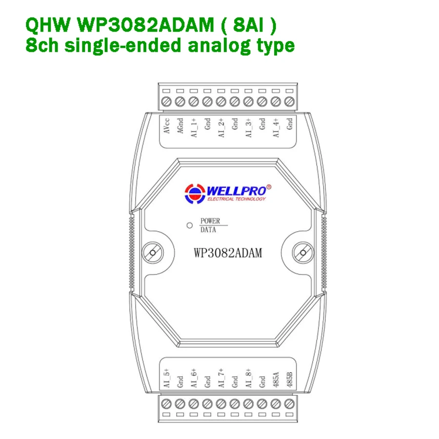 8ch DC0 20mA модуль ввода аналоговых сигналов Modbus RTU ток/сбор PLC/компьютер RS485 конвертер
