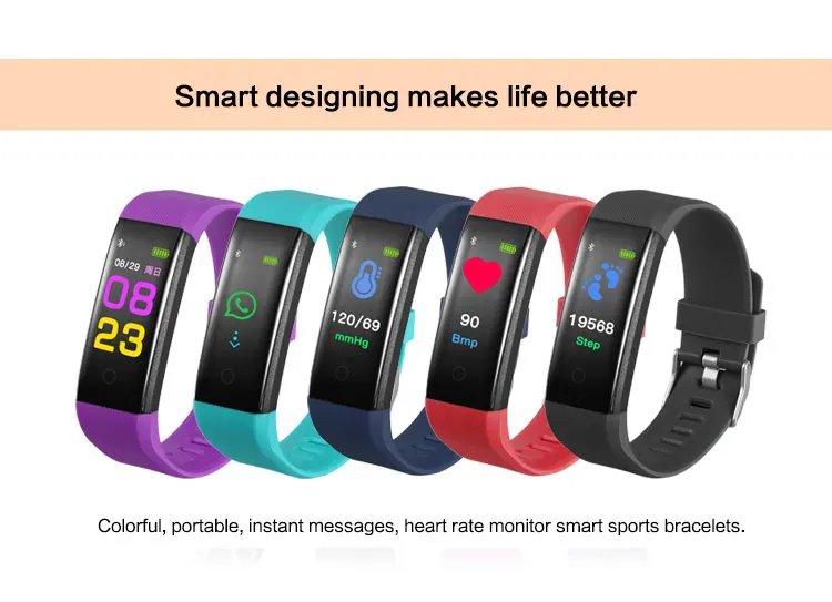 2019 монитор сердечного ритма Smartband кровяное давление фитнес трекер умные часы