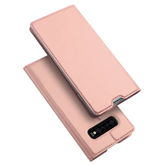 Rose Gold Samsung Galaxy S10 чехол DUX DUCIS кожа флип чехол для Samsung Galaxy S10 Plus Роскошные бумажник чехол для самсунг галакси S10 плюс e S 10 s10e - Цвет: Rose Gold