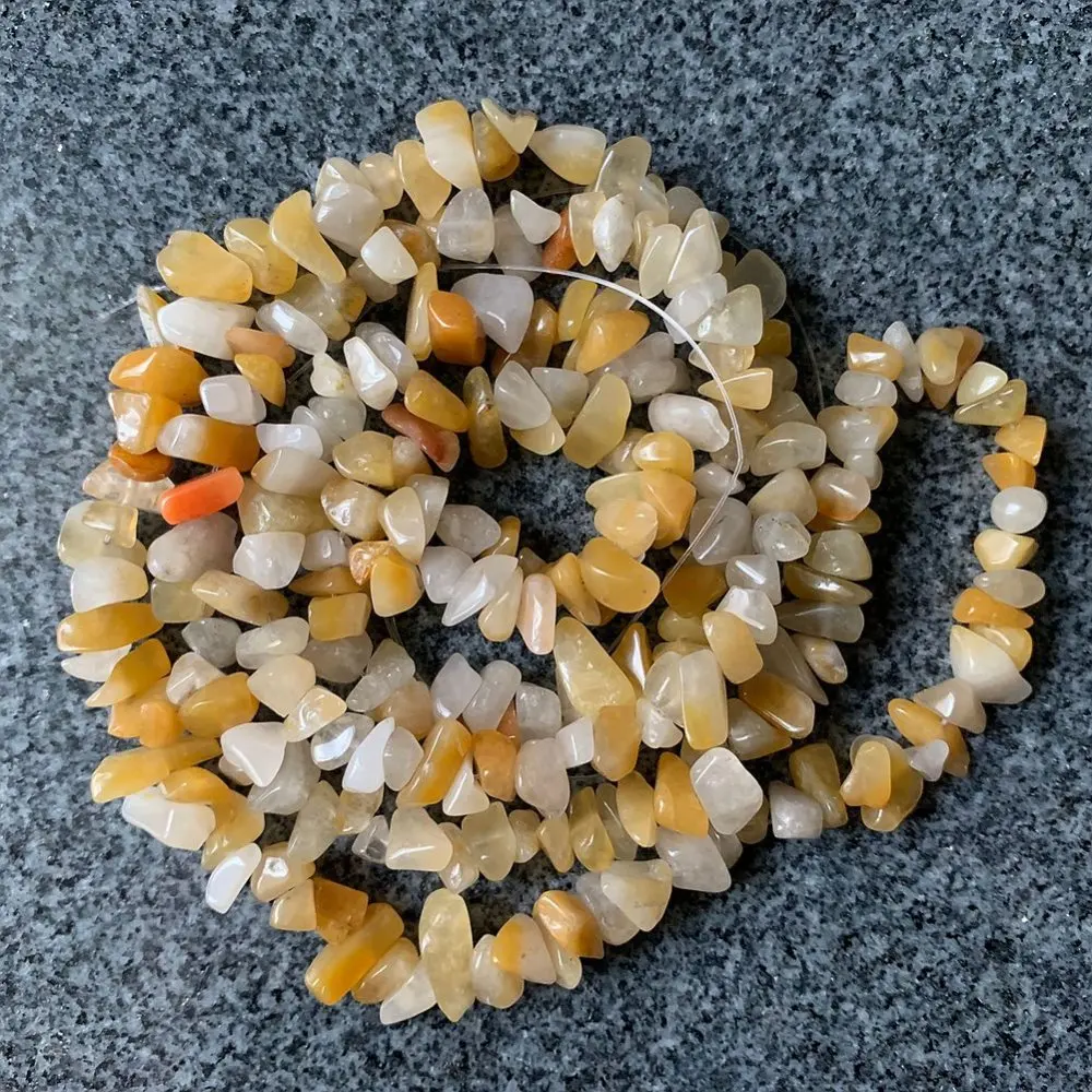 

82CM Natural Yellow Quartz Stone Beads Polished Semi-valuable Stone Chips Crystal Loose Strand for Diy Jewelry Dropship
