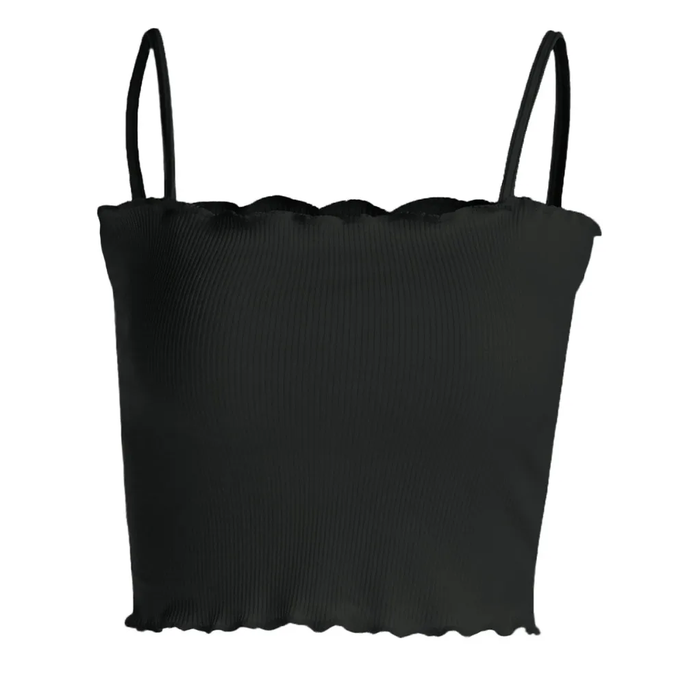 Женский Короткий Топ Bralette ребристый трикотажный короткий топ с оборками белый