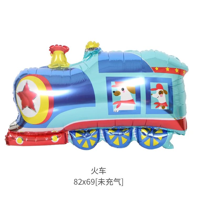 82X69cm train Пожарная машина поезд строительство Фольга Воздушный шар скорой помощи самолет школьный автобус большой Глобус Дети День рождения украшения шары - Цвет: 82X69cm train