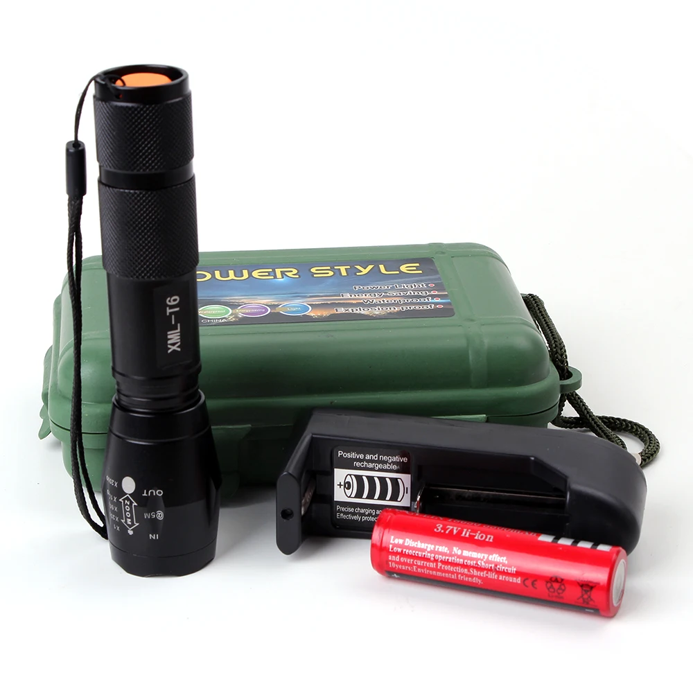 JouFou Hunting Lights LED Flashlight Warm White Light 500 lumens High Power Zoomable Torch Red Laser 20mm Picatinny Mount | Спорт и