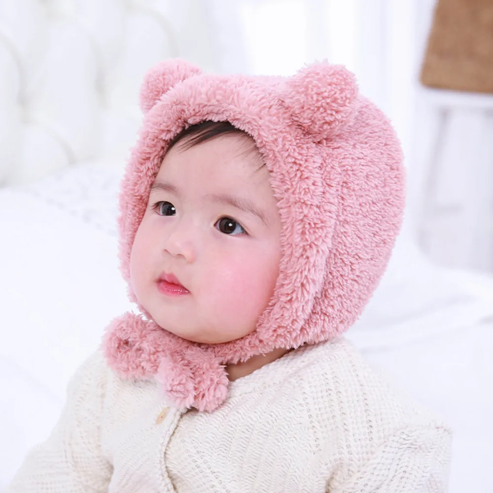 Winter Children Ear Hat Toddler Kids Baby Warm Wool Knit Beanie Fur Pom Boys Girls Cap 1D18 | Детская одежда и обувь