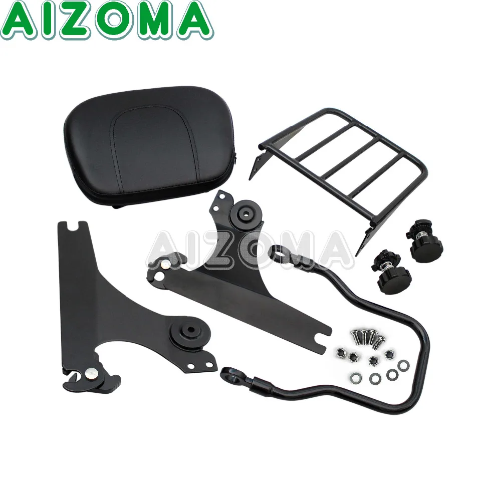 Black Adjustable Backrest Sissy Bar Motorcycle Rear Luggage Rack For Harley Dyna Street Bob FXD Low Rider Super Glide 2002-18 19 |