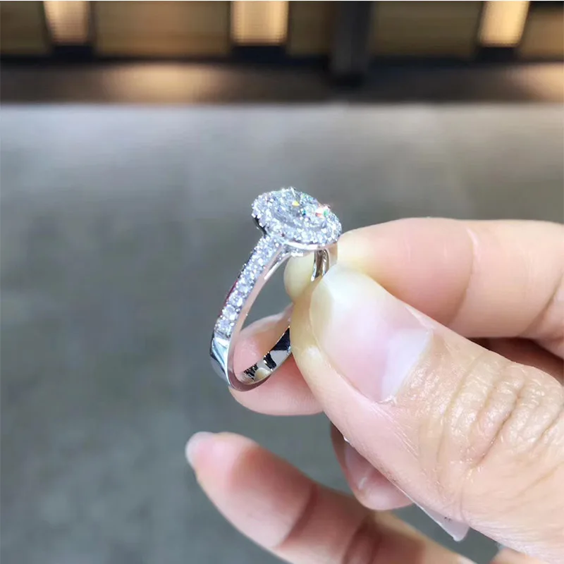Женское кольцо для помолвки ANI 18 K белое золото (AU750) 0 77 CT GIA Certified G/SI1 овальная
