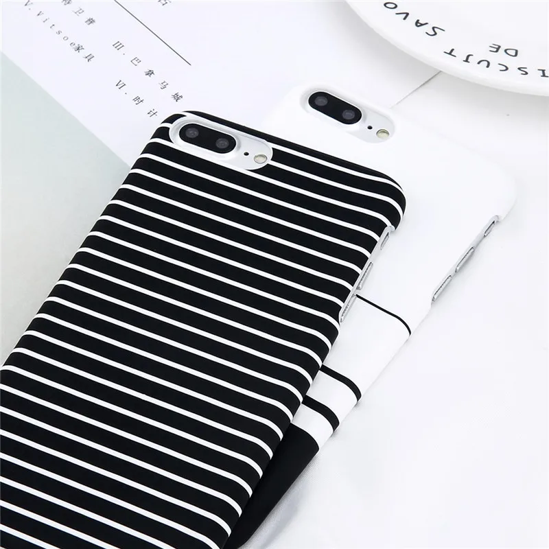 Lovebay чехол для телефона для iPhone X, XR, XS, Max, 8, 7, 6, 6s Plus, 5 5S, модный жесткий пластиковый защитный чехол в черно-белую полоску, чехол s