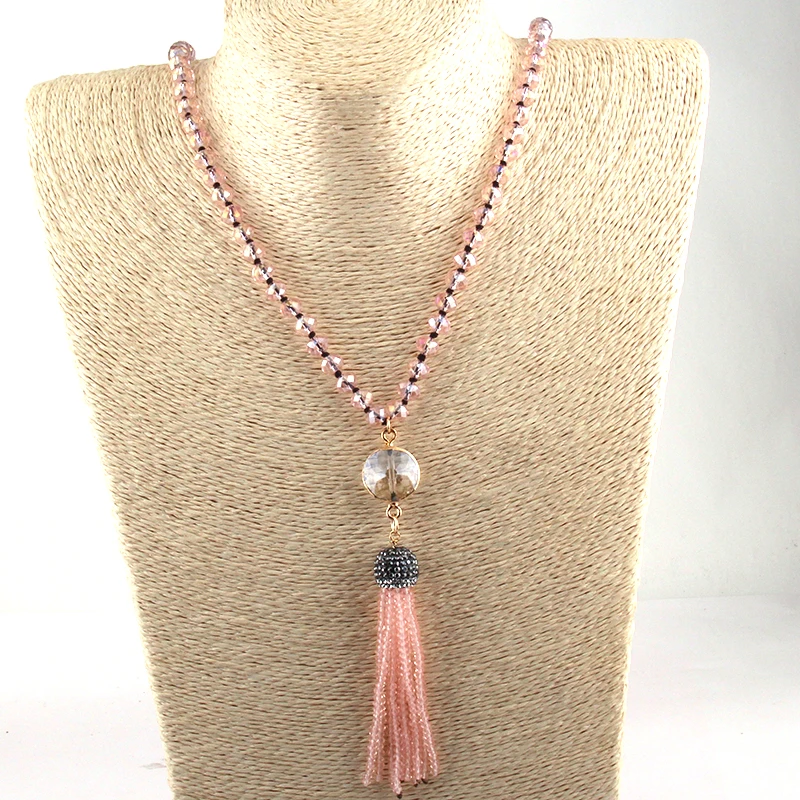 Модное богемное этническое ювелирное изделие с длинными стеклянными узелками и