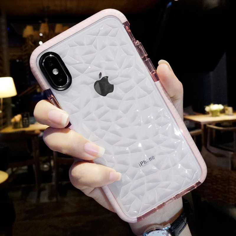 Thicken Frame Drop proof Diamond Case for iphone XR X 10 XS MAX Ten 7 8 6 6S Plus SE 5 5s Soft TPU Dual Color Silicone Shell | Мобильные