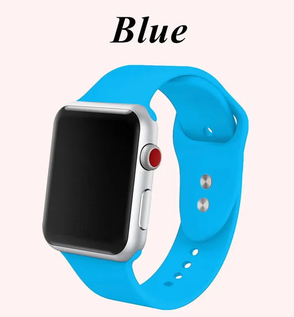 blue Спортивный силиконовый ремешок для iwatch серии 4321 Apple Watch Band мягкий силиконовый дышащий сменный ремешок 40 мм 42 мм 38 мм 44 мм - Цвет ремешка: blue