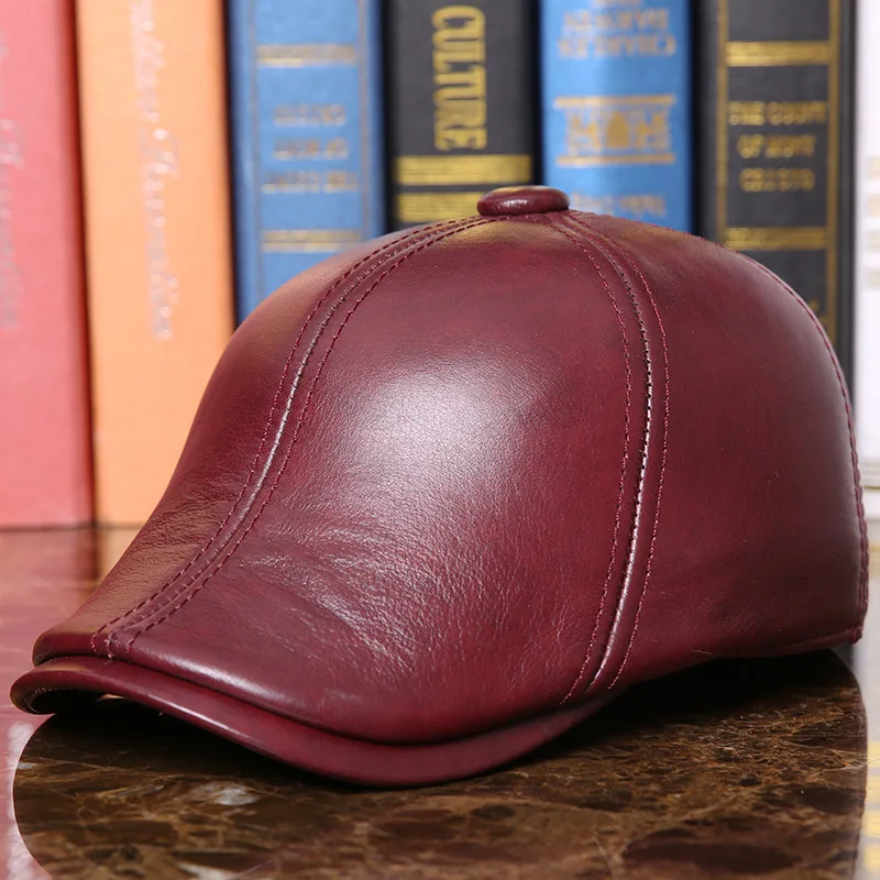 

2017 Winter Men Genuine Leather Hat Adult Sheepskin Baseball Caps Elderly Ear Protection Warm Headgear Cap 4 Colors B-7287