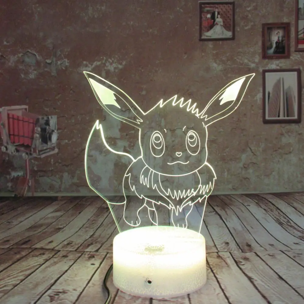 Покемон го Evee 3D ночник 7 цветов Изменение LED USB детская настольная лампа сенсорная