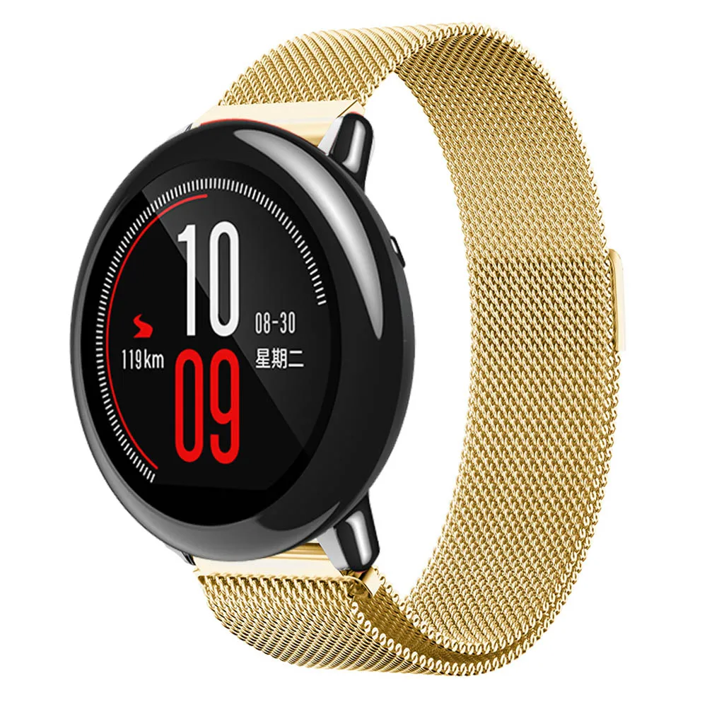 22 мм металлический ремешок из нержавеющей стали для Xiaomi Huami Amazfit Pace браслет ремешок Миланская петля магнитные ремни для Amazfit Stratos 2