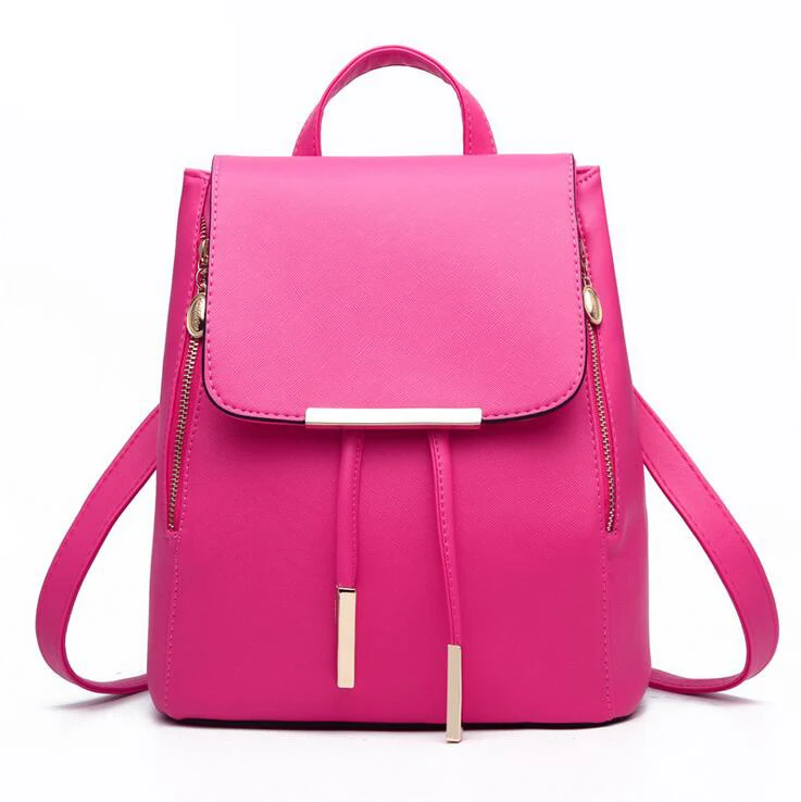 Модные женские рюкзаки высокого качества из искусственной кожи Mochila Escolar школьные сумки для подростков девочек с ручкой сверху рюкзаки дорожные сумки - Цвет: Rose