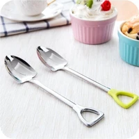 2018 new stainless steel shovel shape tea coffee sugar spoon ice cream dessert spoon free shipping lx4658