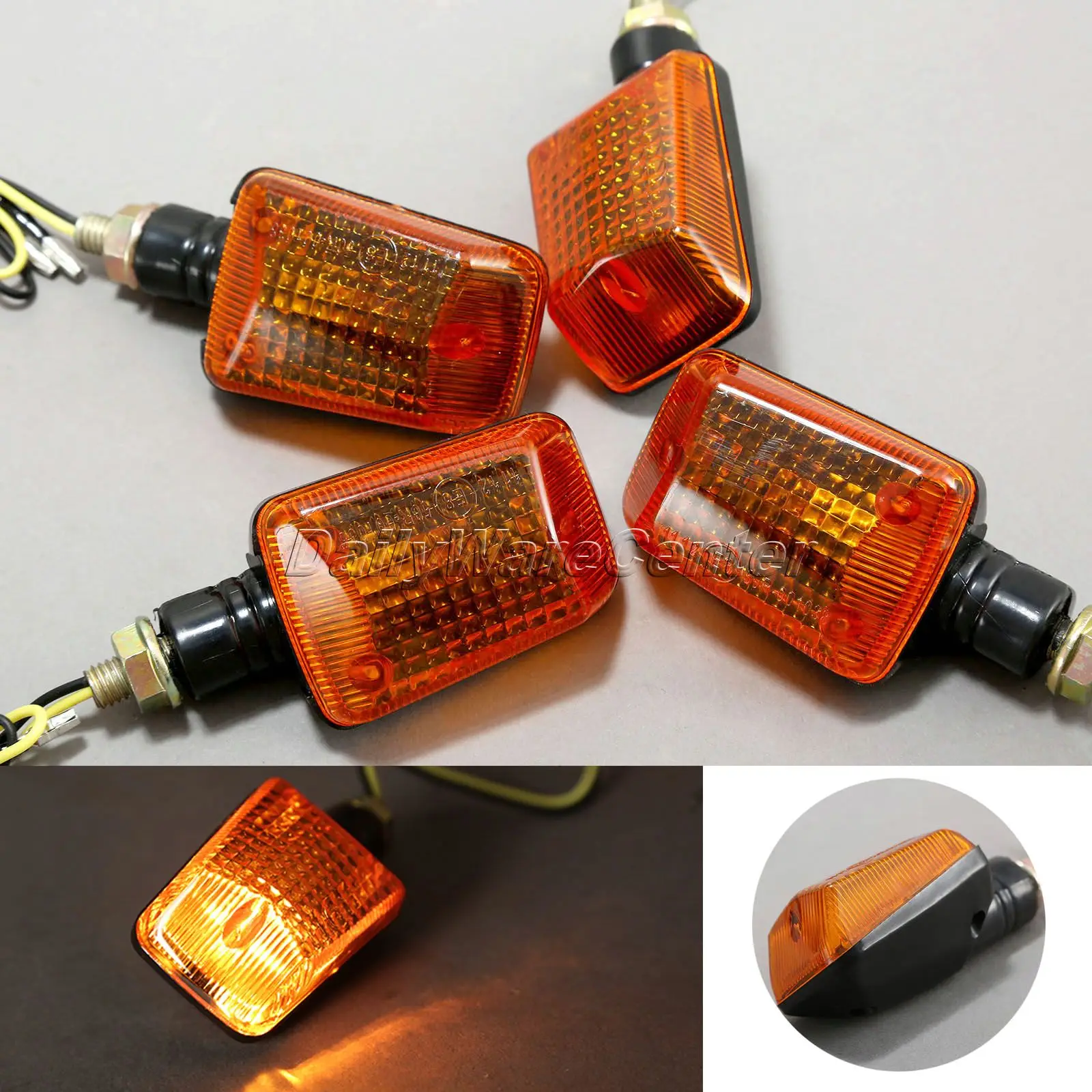 4X Универсальный mototcycel 12V Индикатор сигнала поворота светильник лампы желтый Индикатор шоры вспышки с желтыми стеклами квадроцикл лампа части двигателя