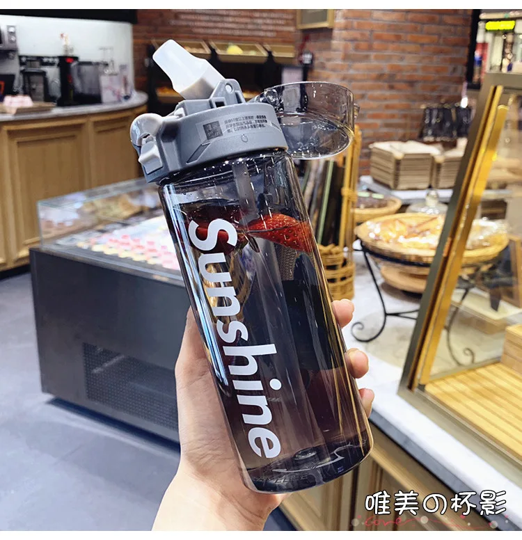 SunShine Спортивная бутылка для воды с соломинкой и ремешком ручки для переноски Пластиковые BPA бесплатно для велоспорта путешествия тренажерный зал Туризм фитнес 500 мл