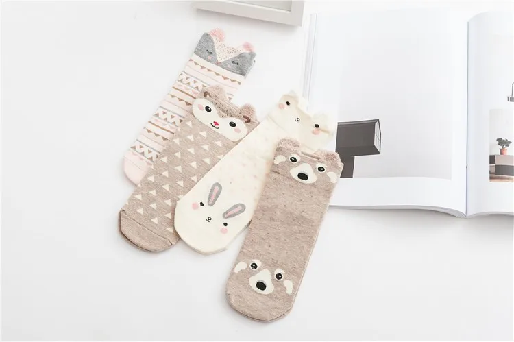 LIONZONE 4 пар/лот Покемон забавные носки, японский стиль Kawaii лиса панда животные чесаный хлопок Sox зимние теплые милые носки для женщин