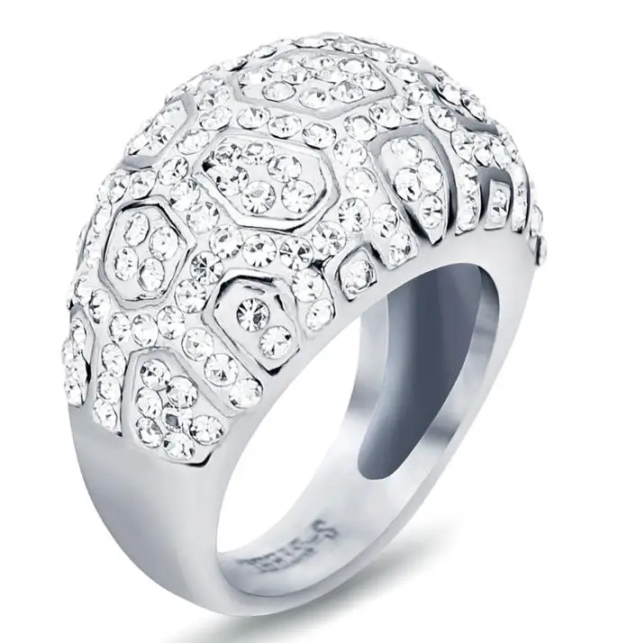 steel color Подлинная Золото Цвет Кристалл кольца свадебный бренд модные украшения Femme Bijoux для женщин - Цвет основного камня: steel color