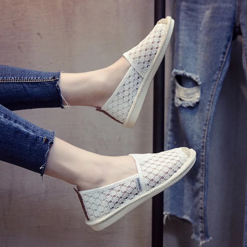 Новинка 2018 года Повседневная обувь Простая Женская в рыбацком стиле из сетчатого