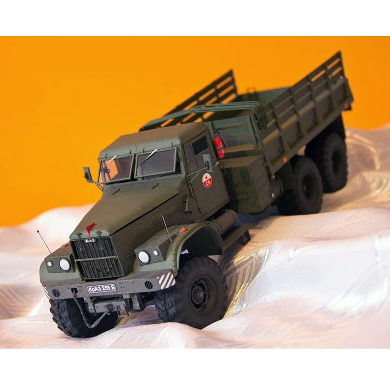 1:25 Советская Kraz 255B военная карточная бумага модель грузовика военный автомобиль