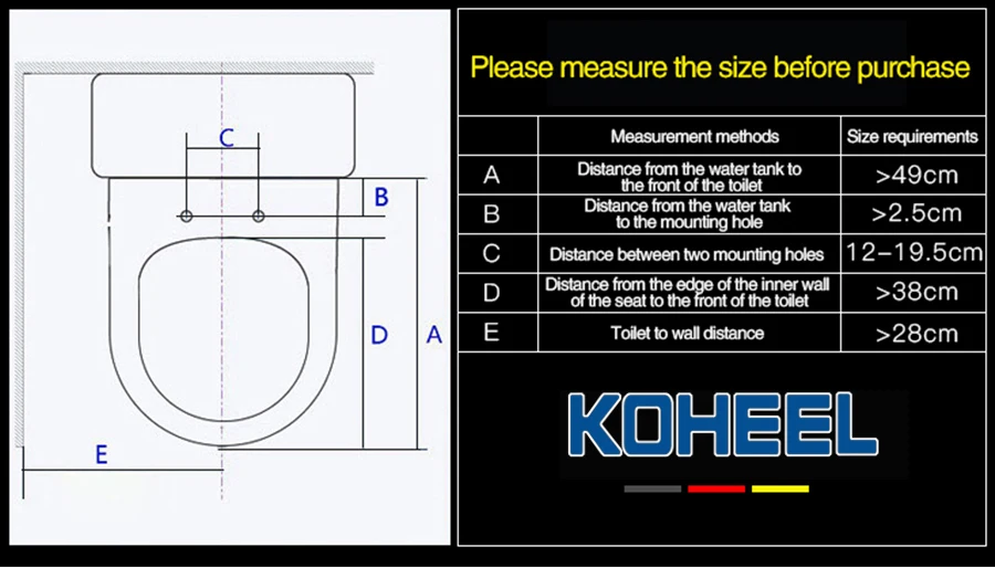 KOHEEL LCD 3 Color Intelligent Toilet Seat Elongated Electric Bidet Cover Smart Bidet Heating Smart Toilet Seat