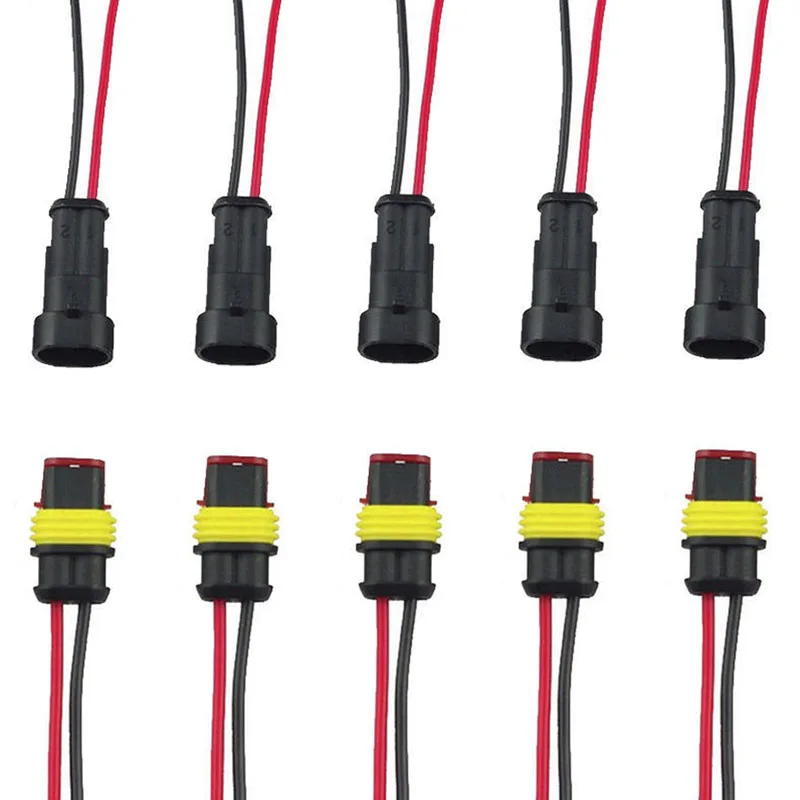 5Pcs 2 Pin Car Waterproof Electrical Connector Plug with Electrical Wire Cable Car Auto Truck Wire Harness