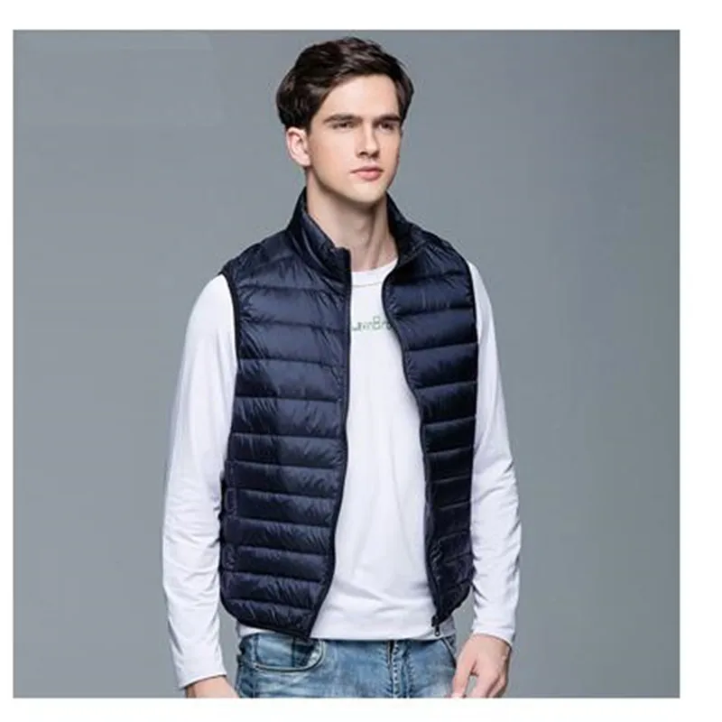 

2017 New Winter Men 90% White Duck Down Vest Portable Ultra Light Sleeveless Jacket Portable Waistcoat for Men