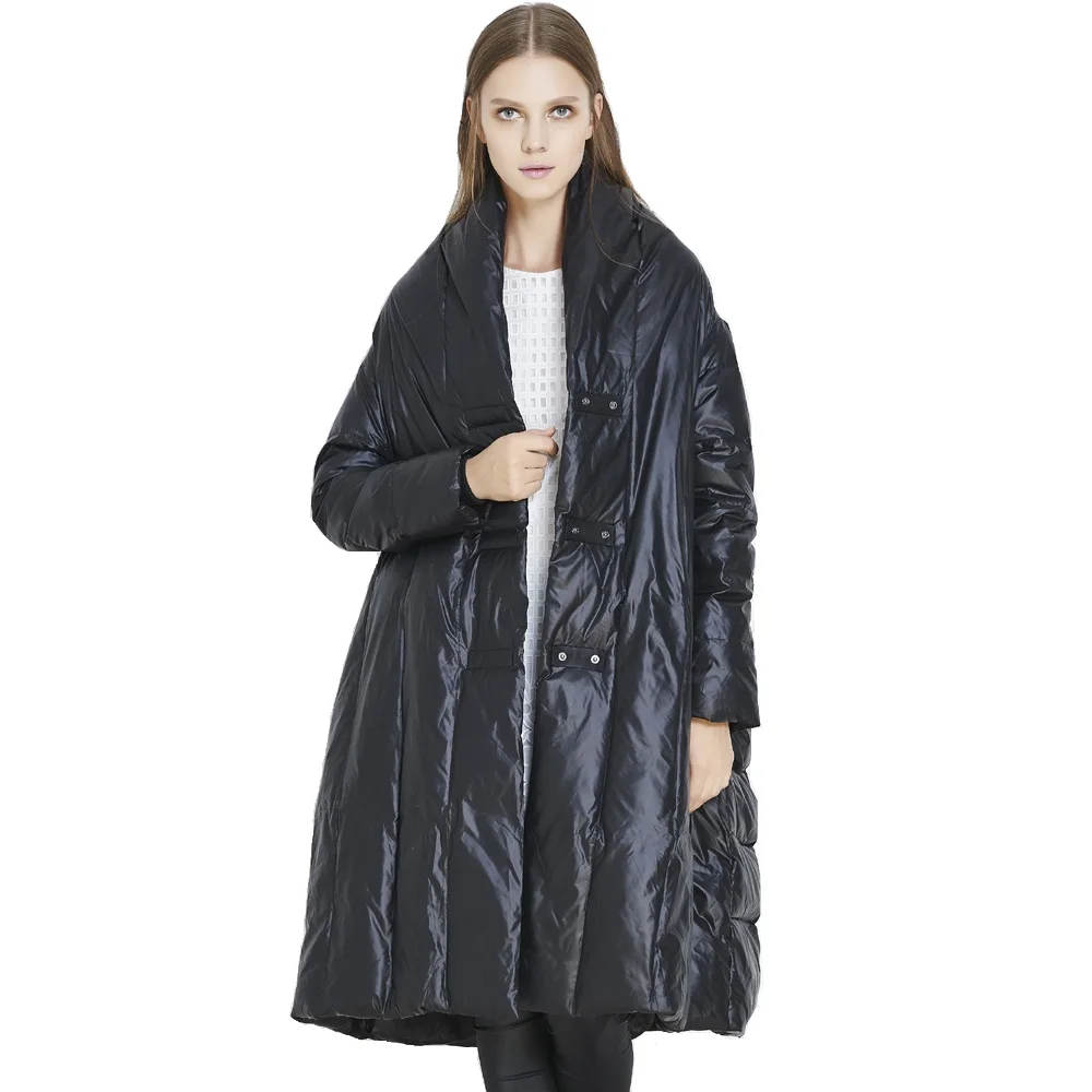 Высокое качество подиумный Зимний пуховик 2018 женский свободный стиль плащ