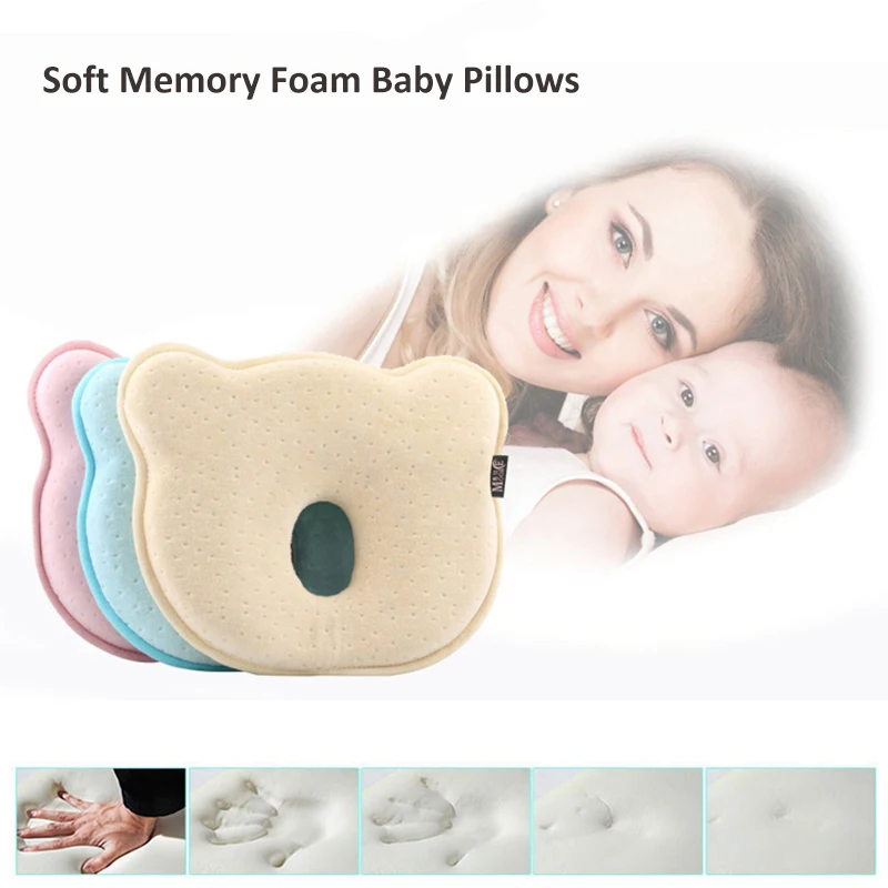 Almohadas de espuma viscoelástica suave para bebé, almohadas moldeadoras transpirables para evitar la cabeza plana, almohada ergonómica para recién nacidos, almohada infantil