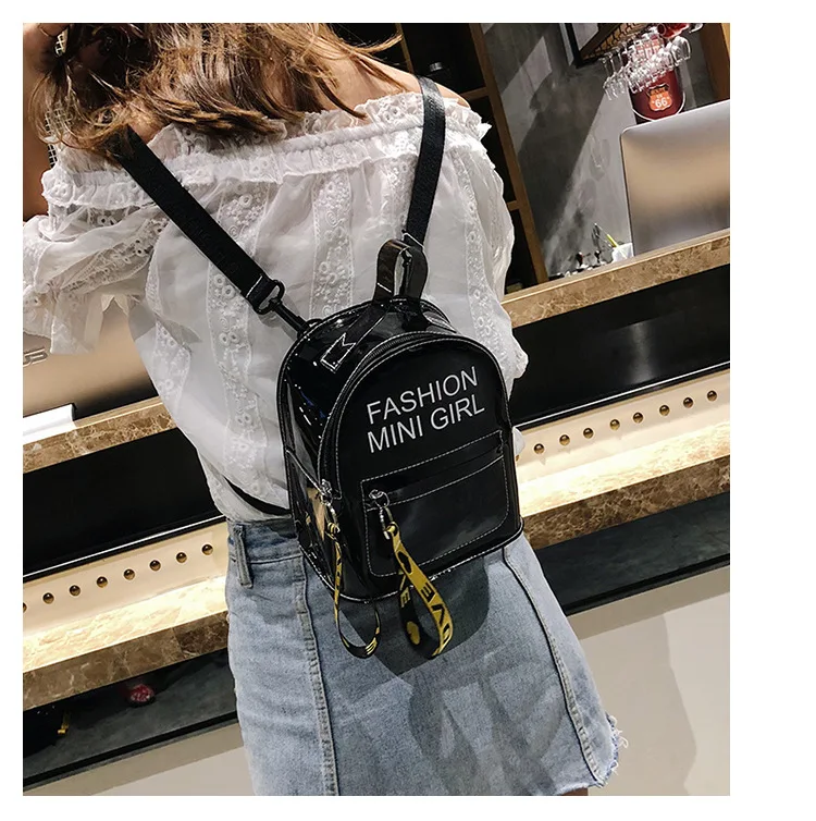 Прозрачный мини-Желейный рюкзак для дам, модные школьные сумки Harajuku с прозрачными буквами для детей, высокое качество, маленькая дорожная сумка Mochila