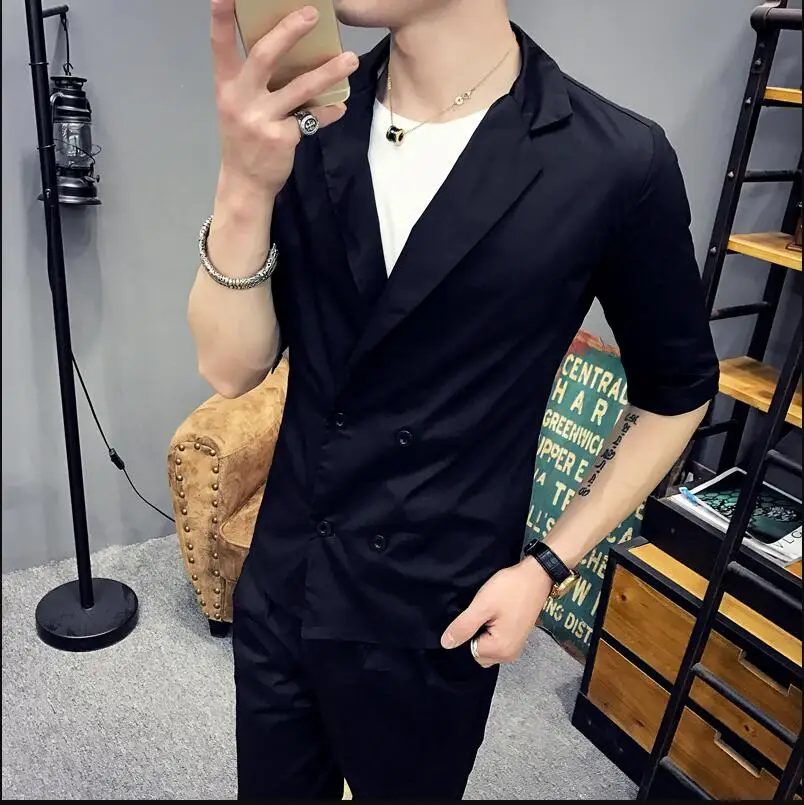 Летнее Повседневное платье уникальный дизайн приталенные мужские двубортные