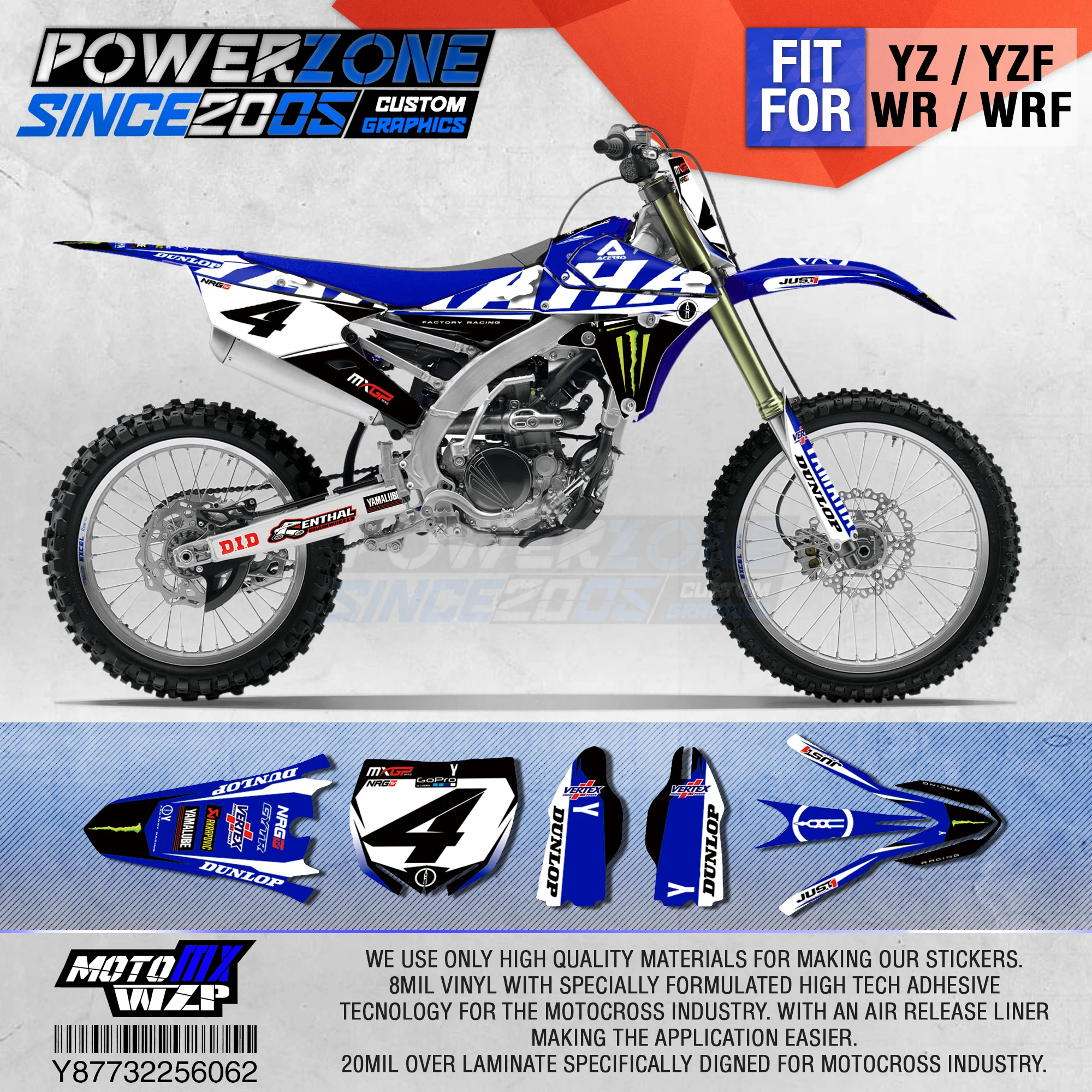 PowerZone графика команды на заказ фоны наклейки 3 м пользовательские для YAMAHA YZF250FX 14 18